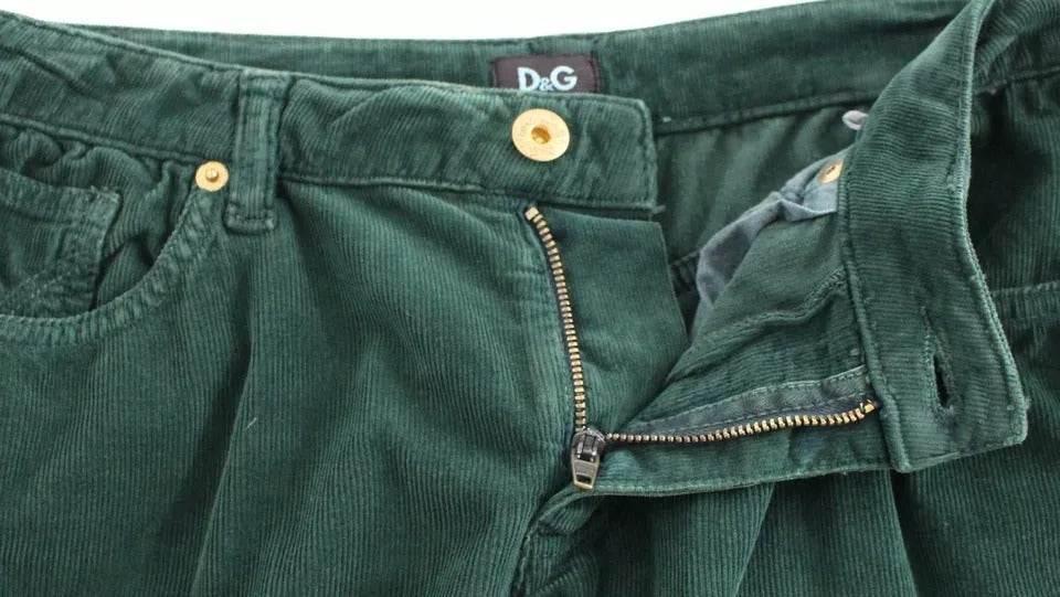 Dolce & Gabbana Green Cotton Corduroys SLIMMY Fit D&G Pants - Hilstor