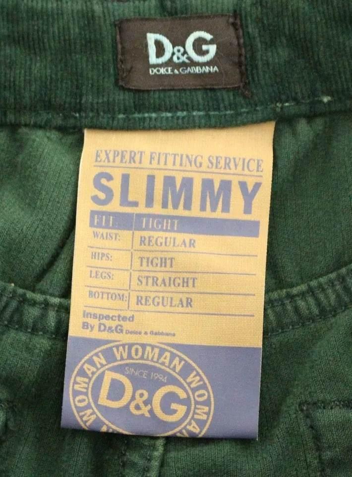 Dolce & Gabbana Green Cotton Corduroys SLIMMY Fit D&G Pants - Hilstor
