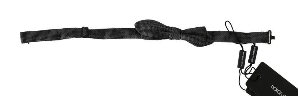 Dolce & Gabbana Gray Silk Patterned Mens Necktie Bow Tie - Hilstor