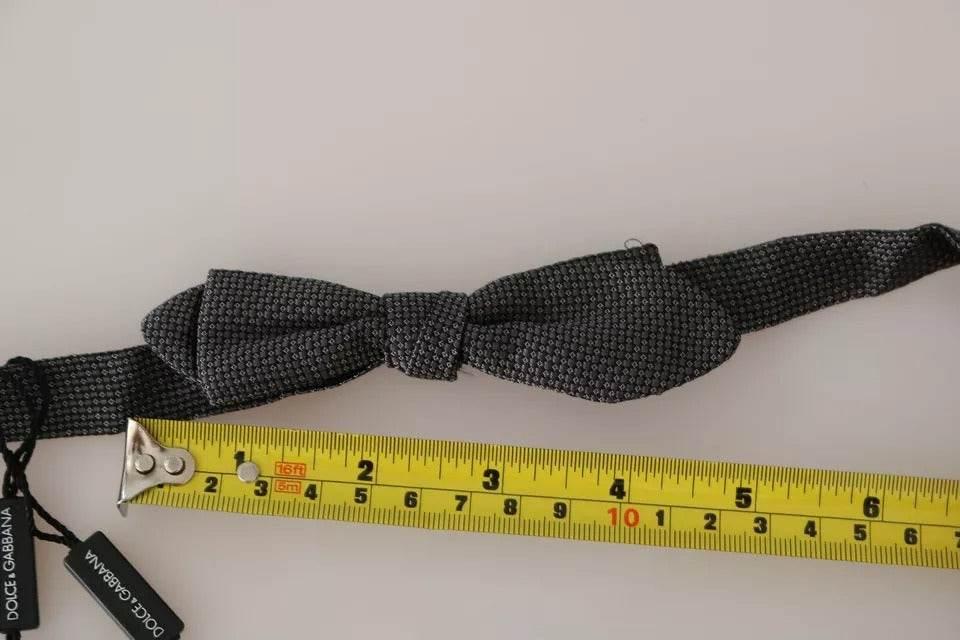 Dolce & Gabbana Gray Silk Patterned Mens Necktie Bow Tie - Hilstor