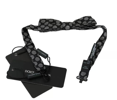 Dolce & Gabbana Black Silk Circles Men Necktie Bow Tie - Hilstor