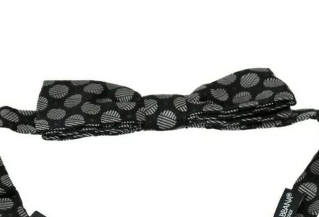 Dolce & Gabbana Black Silk Circles Men Necktie Bow Tie - Hilstor