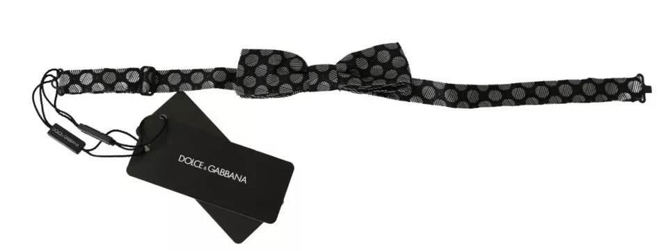 Dolce & Gabbana Black Silk Circles Men Necktie Bow Tie - Hilstor