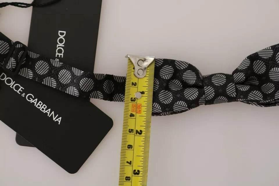 Dolce & Gabbana Black Silk Circles Men Necktie Bow Tie - Hilstor