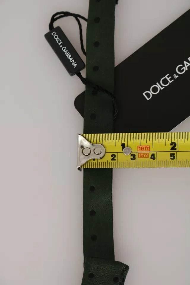 Dolce & Gabbana Green Silk Dotted Mens Necktie Bow Tie - Hilstor