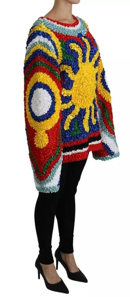 Dolce & Gabbana Multicolor Sun Ruffled Top Blouse Sweater - Hilstor