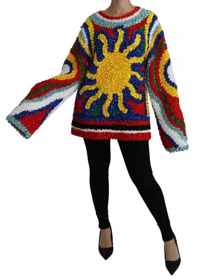 Dolce & Gabbana Multicolor Sun Ruffled Top Blouse Sweater - Hilstor