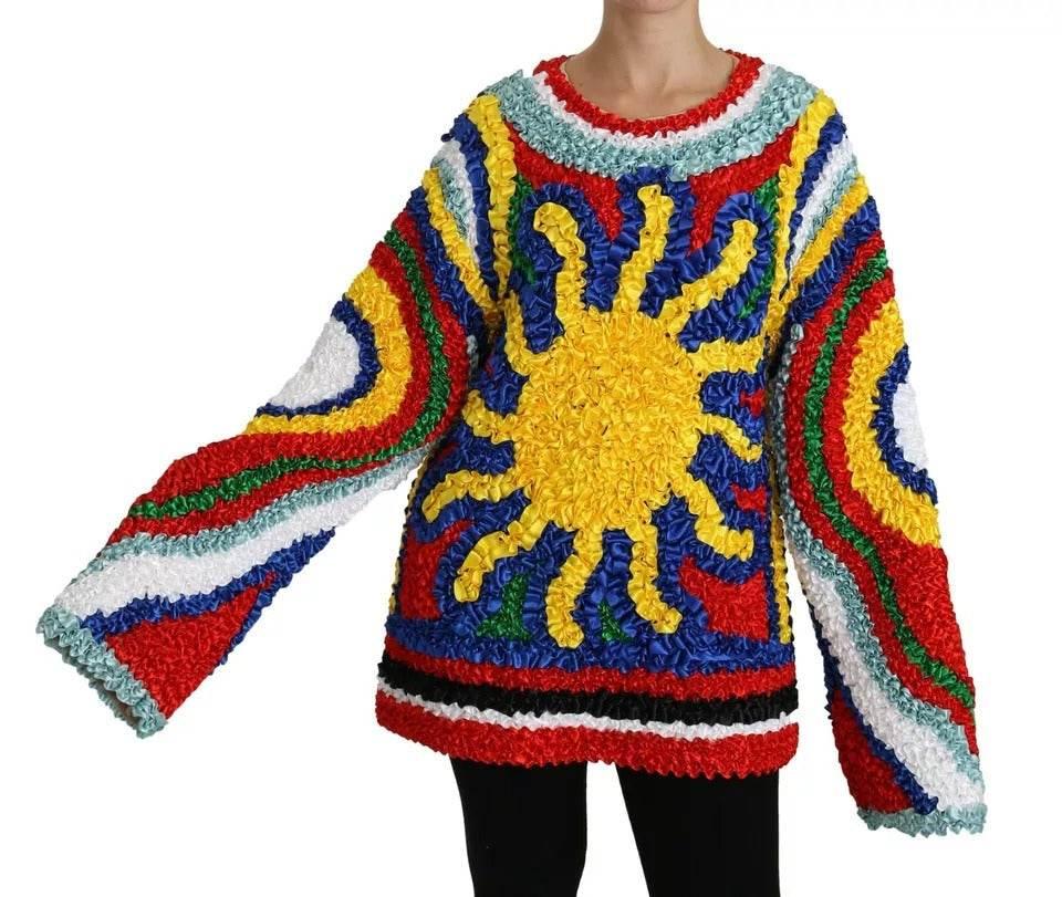 Dolce & Gabbana Multicolor Sun Ruffled Top Blouse Sweater - Hilstor