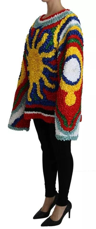 Dolce & Gabbana Multicolor Sun Ruffled Top Blouse Sweater - Hilstor