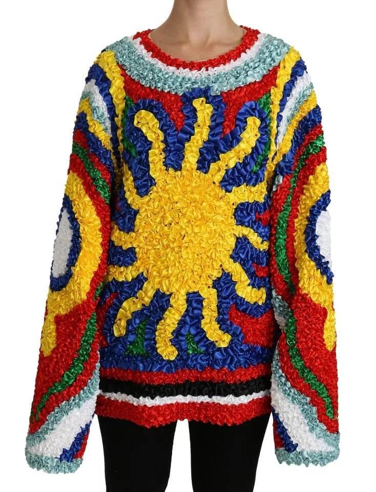 Dolce & Gabbana Multicolor Sun Ruffled Top Blouse Sweater - Hilstor
