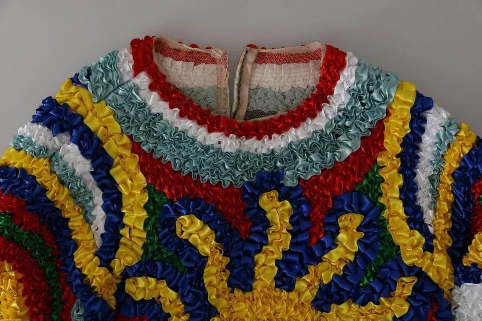 Dolce & Gabbana Multicolor Sun Ruffled Top Blouse Sweater - Hilstor