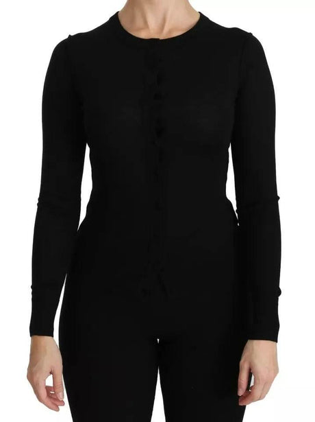 Dolce & Gabbana Black Virgin Wool Long Sleeve Top Blouse Top - Hilstor