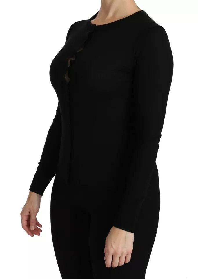 Dolce & Gabbana Black Virgin Wool Long Sleeve Top Blouse Top - Hilstor