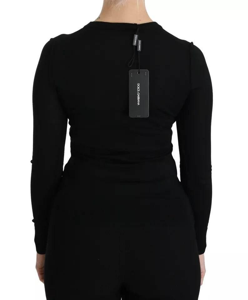 Dolce & Gabbana Black Virgin Wool Long Sleeve Top Blouse Top - Hilstor