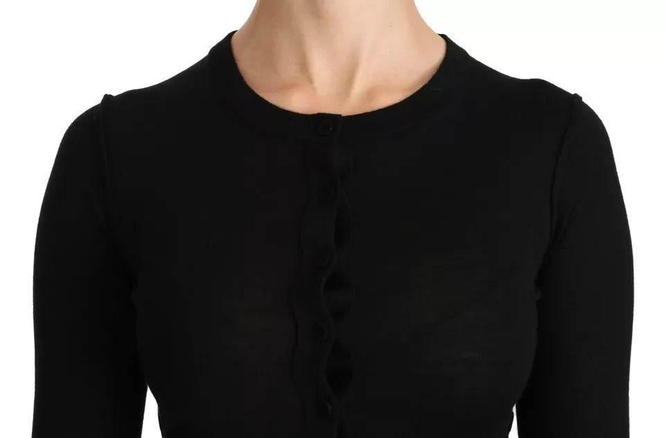 Dolce & Gabbana Black Virgin Wool Long Sleeve Top Blouse Top - Hilstor