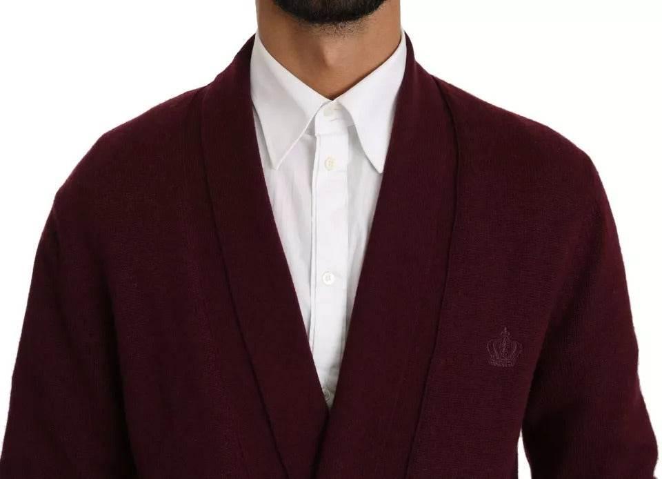 Dolce & Gabbana Bordeaux Cashmere Crown Cardigan Sweater - Hilstor