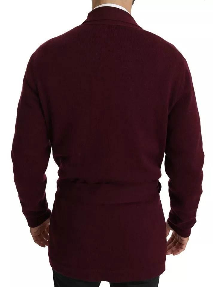 Dolce & Gabbana Bordeaux Cashmere Crown Cardigan Sweater - Hilstor
