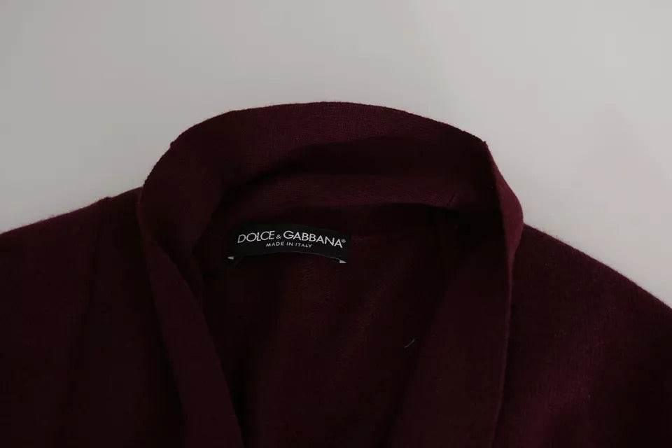 Dolce & Gabbana Bordeaux Cashmere Crown Cardigan Sweater - Hilstor