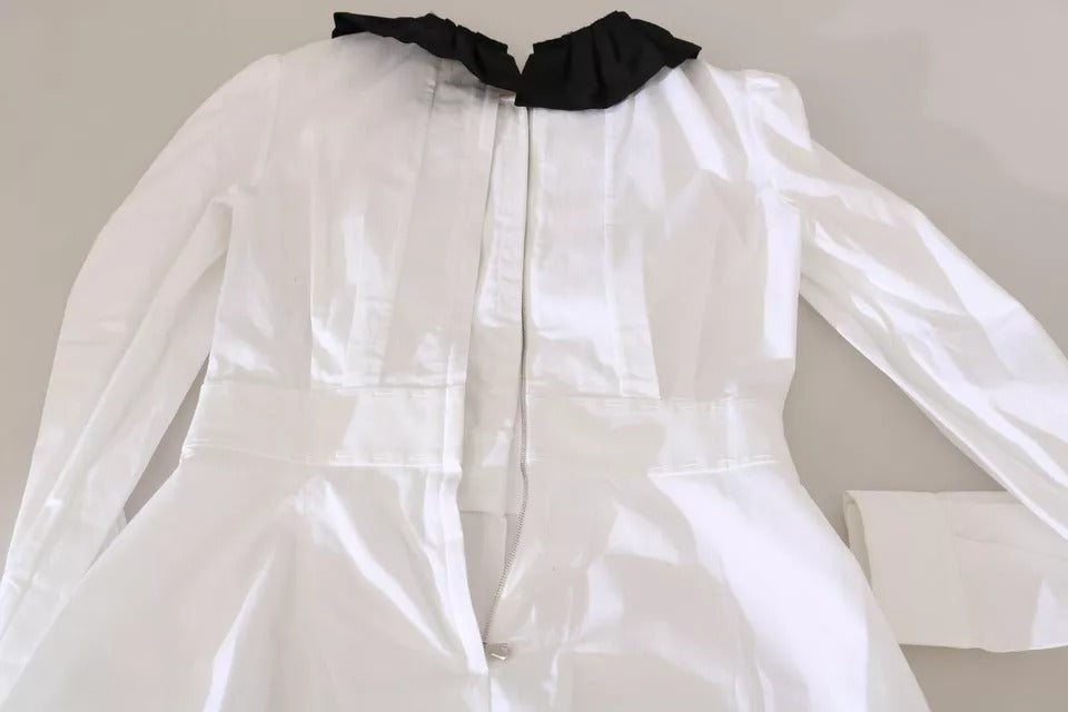 Dolce &amp; Gabbana Sort Hvid Dekorative Knapper Toppe Skjortebluse