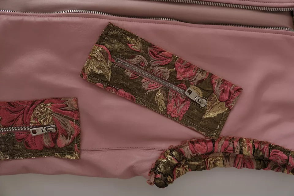 Dolce &amp; Gabbana Pink Læder Ærmeløs Vest Jakkebluse
