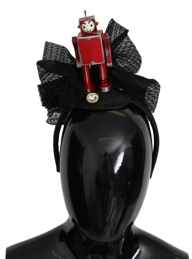 Dolce & Gabbana Red Black Robot Clear Crystal Headband Tiara Diadem - Hilstor