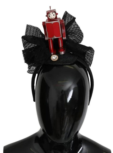 Dolce & Gabbana Red Black Robot Clear Crystal Headband Tiara Diadem - Hilstor