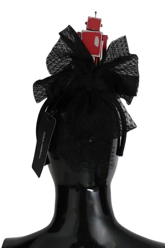 Dolce & Gabbana Red Black Robot Clear Crystal Headband Tiara Diadem - Hilstor