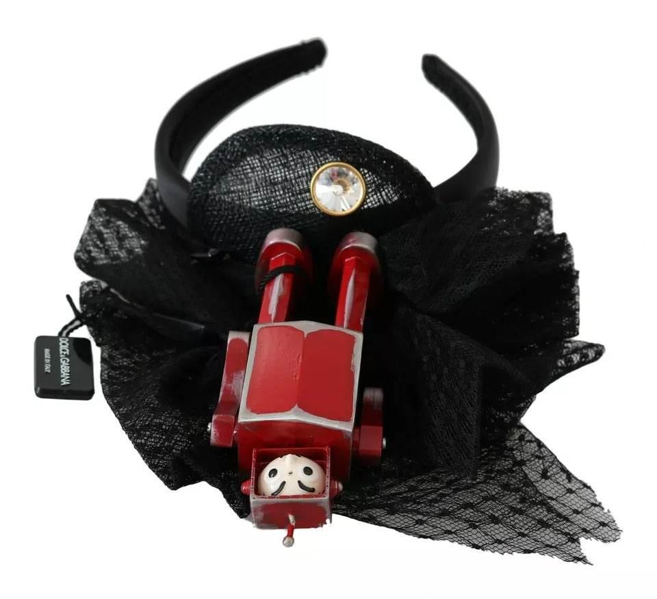 Dolce & Gabbana Red Black Robot Clear Crystal Headband Tiara Diadem - Hilstor
