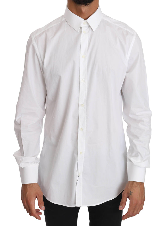 Dolce & Gabbana Elegant Slim Fit Dress Shirt in Pure White - Hilstor