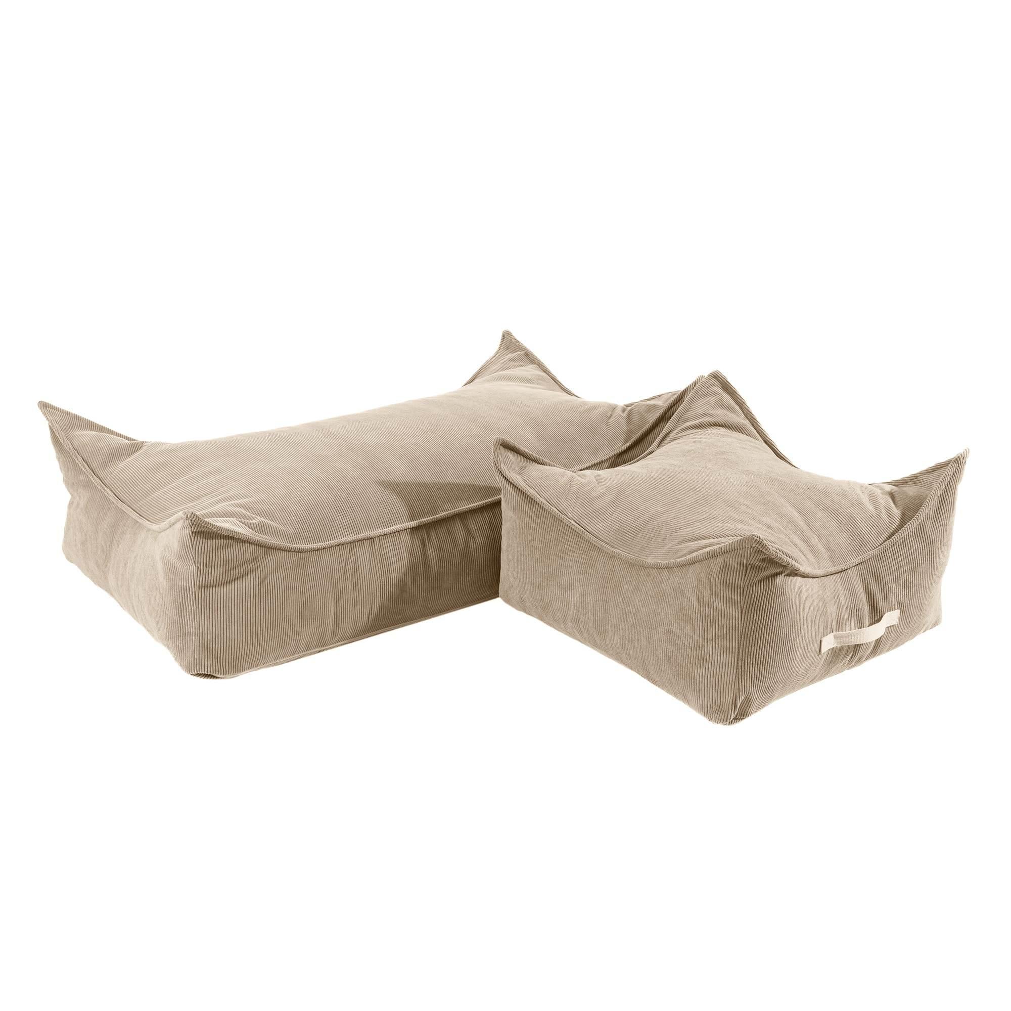 MeowBaby® Pouffe For Children, Rectangular Corduroy – Sand, Made in Europe, Washable & Durable, 120cm Kids' Play Pouf - Hilstor