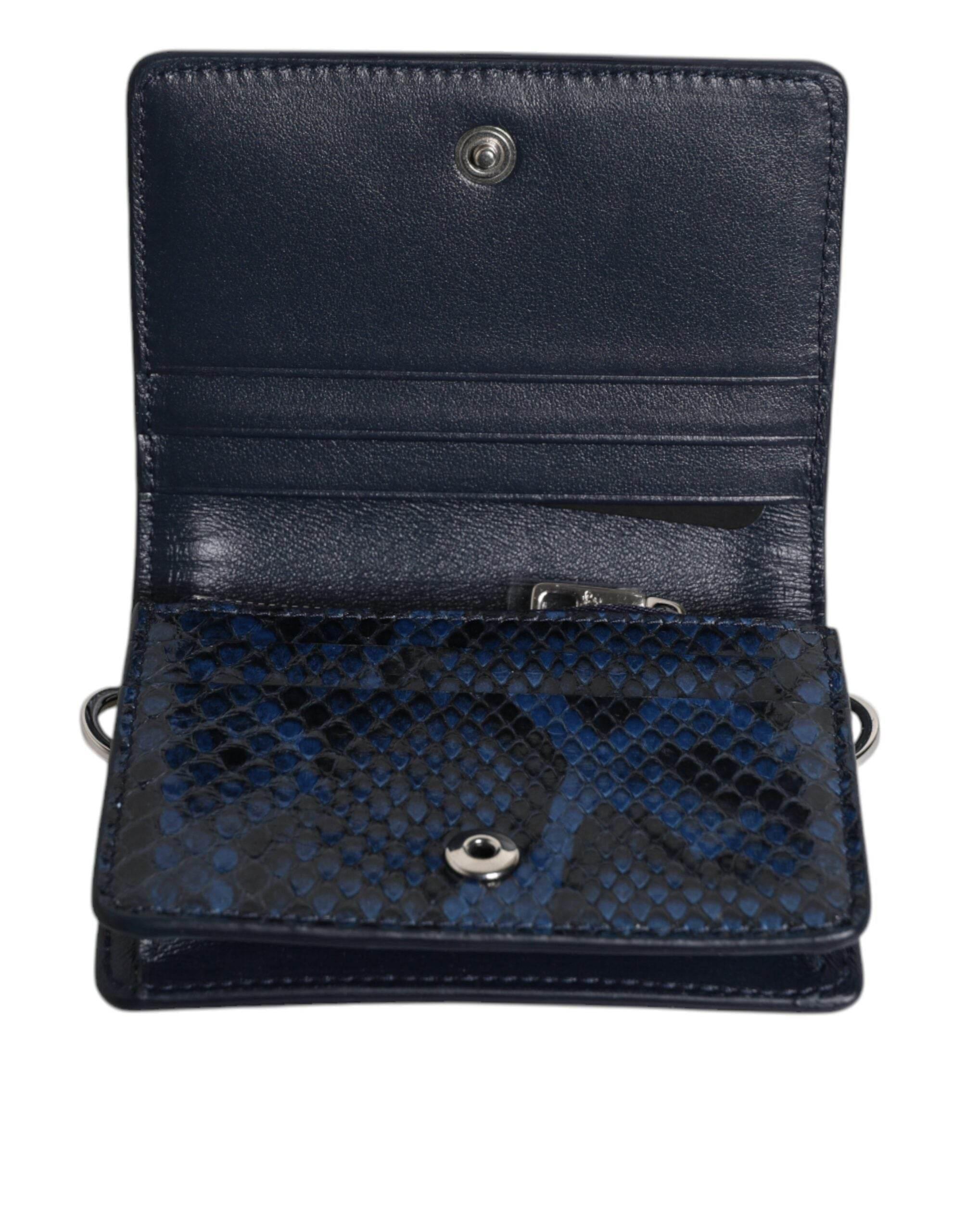 Dolce & Gabbana Beige Blue Leather Canvas Bifold Crossbody Bag - Hilstor