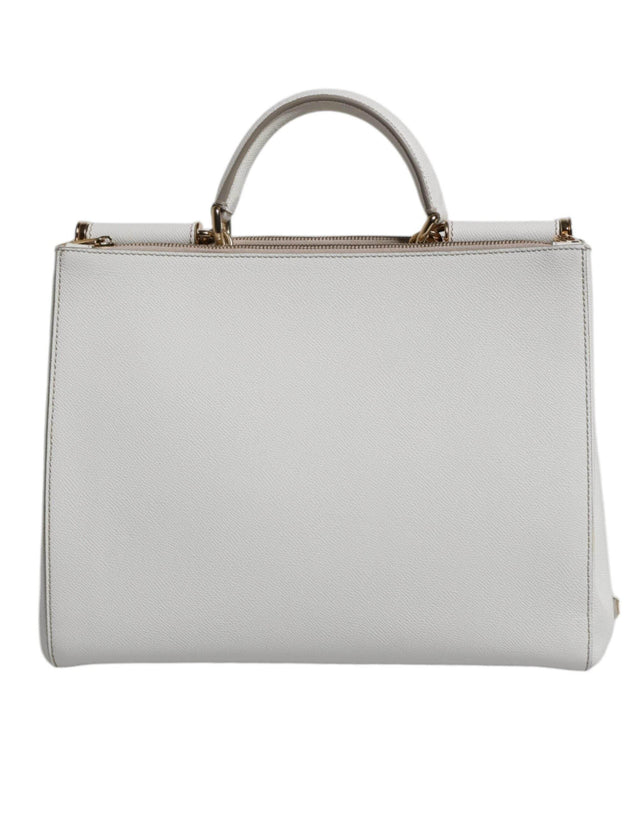 Dolce & Gabbana White Leather Logo Top Handle Tote Crossbody Bag - Hilstor