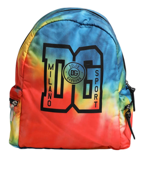 Dolce & Gabbana Multicolor Tie Dye Nylon Logo Print Kids Backpack Bag - Hilstor