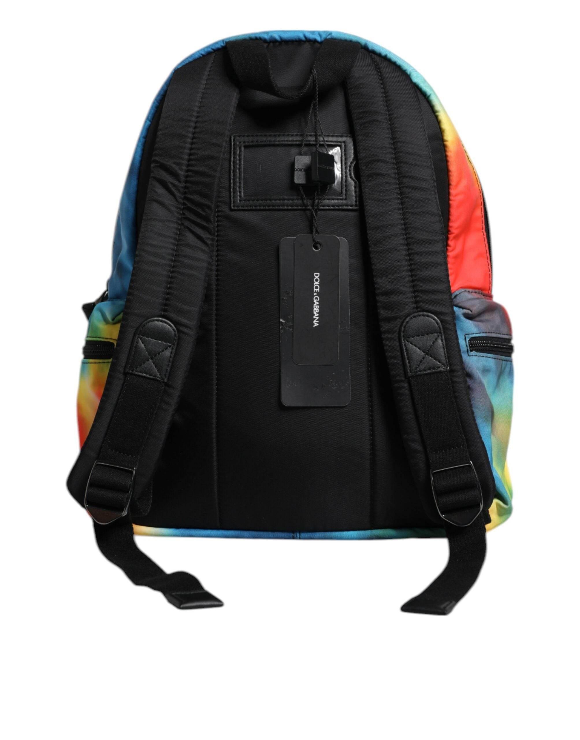 Dolce & Gabbana Multicolor Tie Dye Nylon Logo Print Kids Backpack Bag - Hilstor
