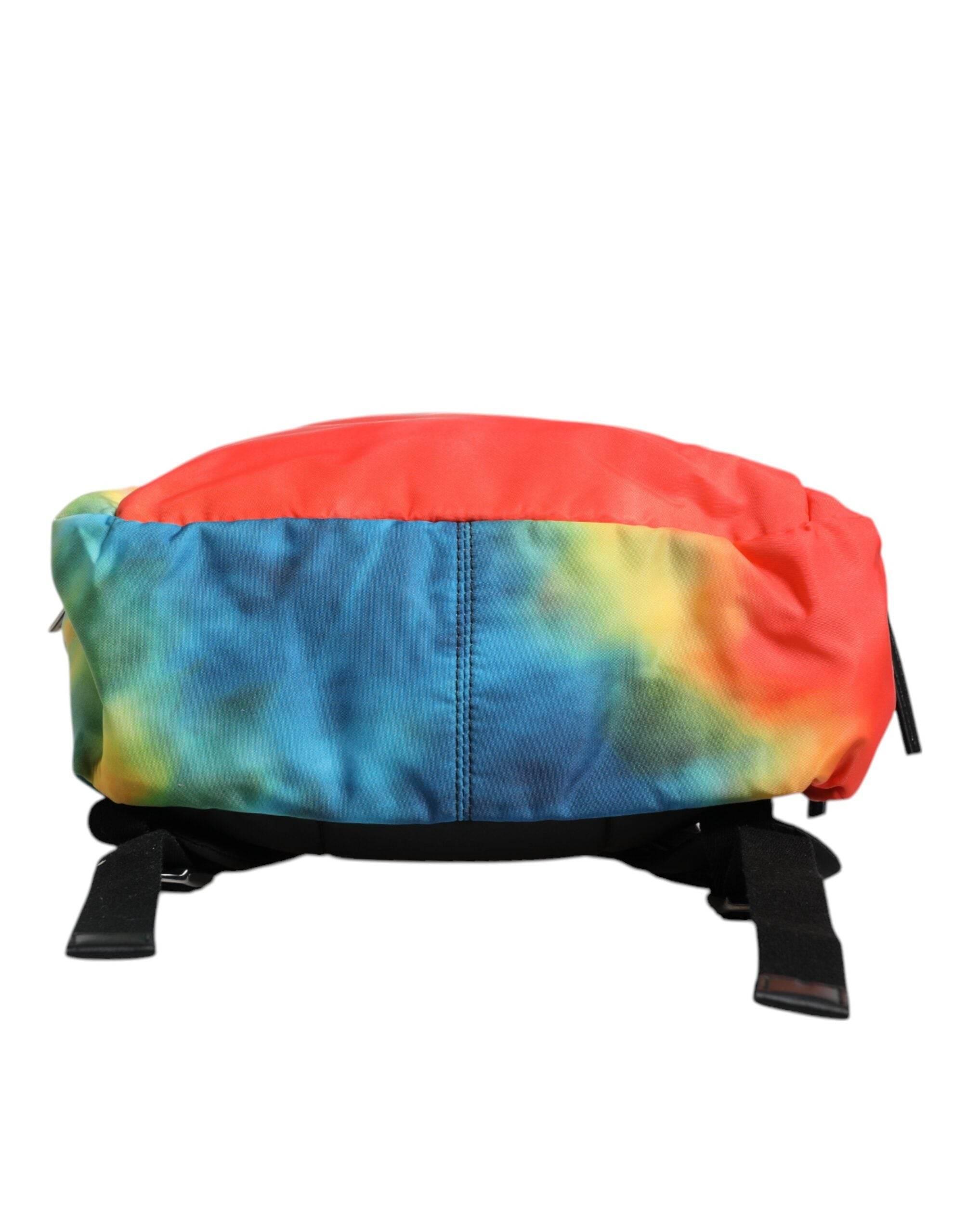 Dolce & Gabbana Multicolor Tie Dye Nylon Logo Print Kids Backpack Bag - Hilstor