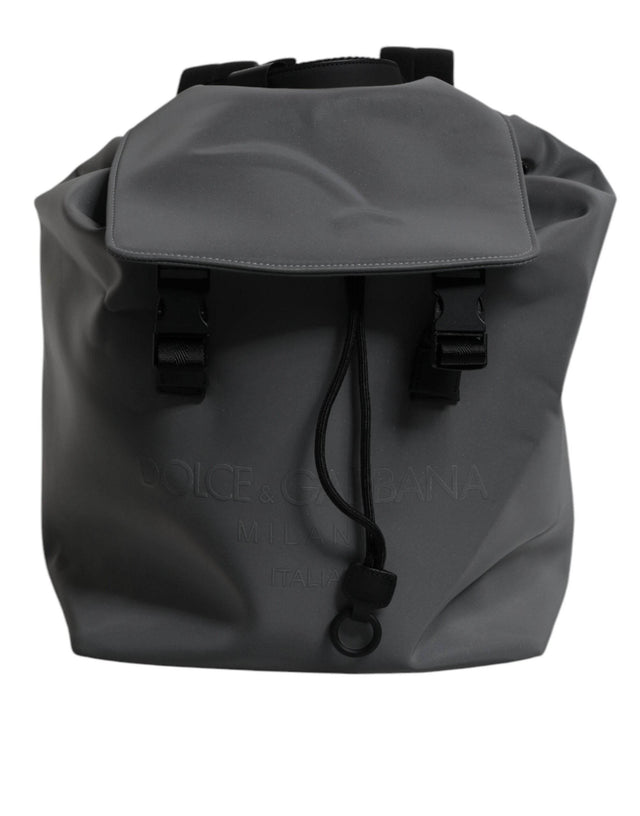 Dolce & Gabbana Gray Polyester Logo Print Travel Back Pack Bag - Hilstor