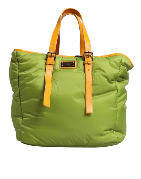 Dolce & Gabbana Green Nylon Padded Logo Plaque Tote Crossbody Bag - Hilstor