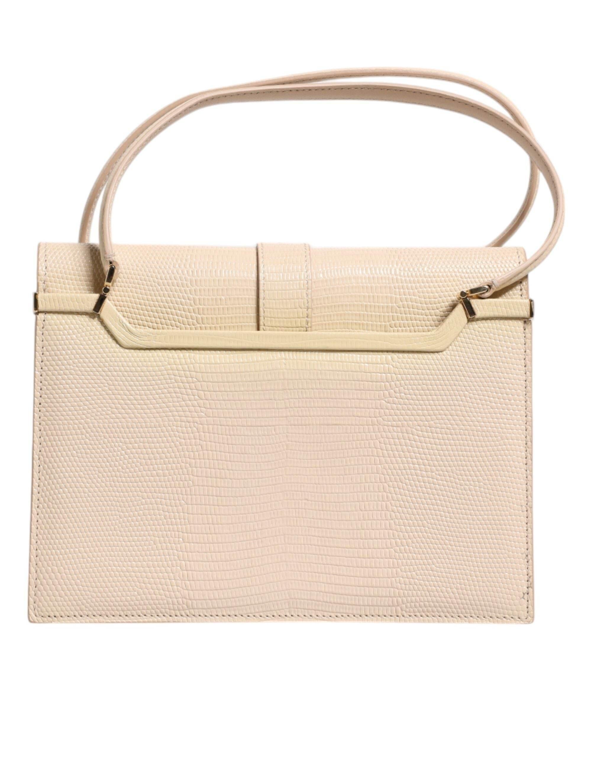 Dolce & Gabbana Beige Leather Ingrid Top Handle Shoulder Bag - Hilstor