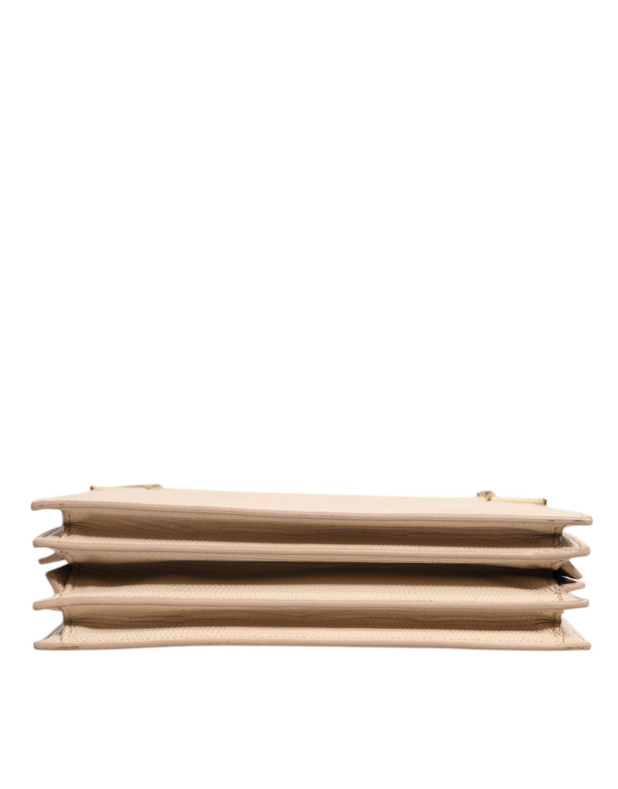 Dolce & Gabbana Beige Leather Ingrid Top Handle Shoulder Bag - Hilstor