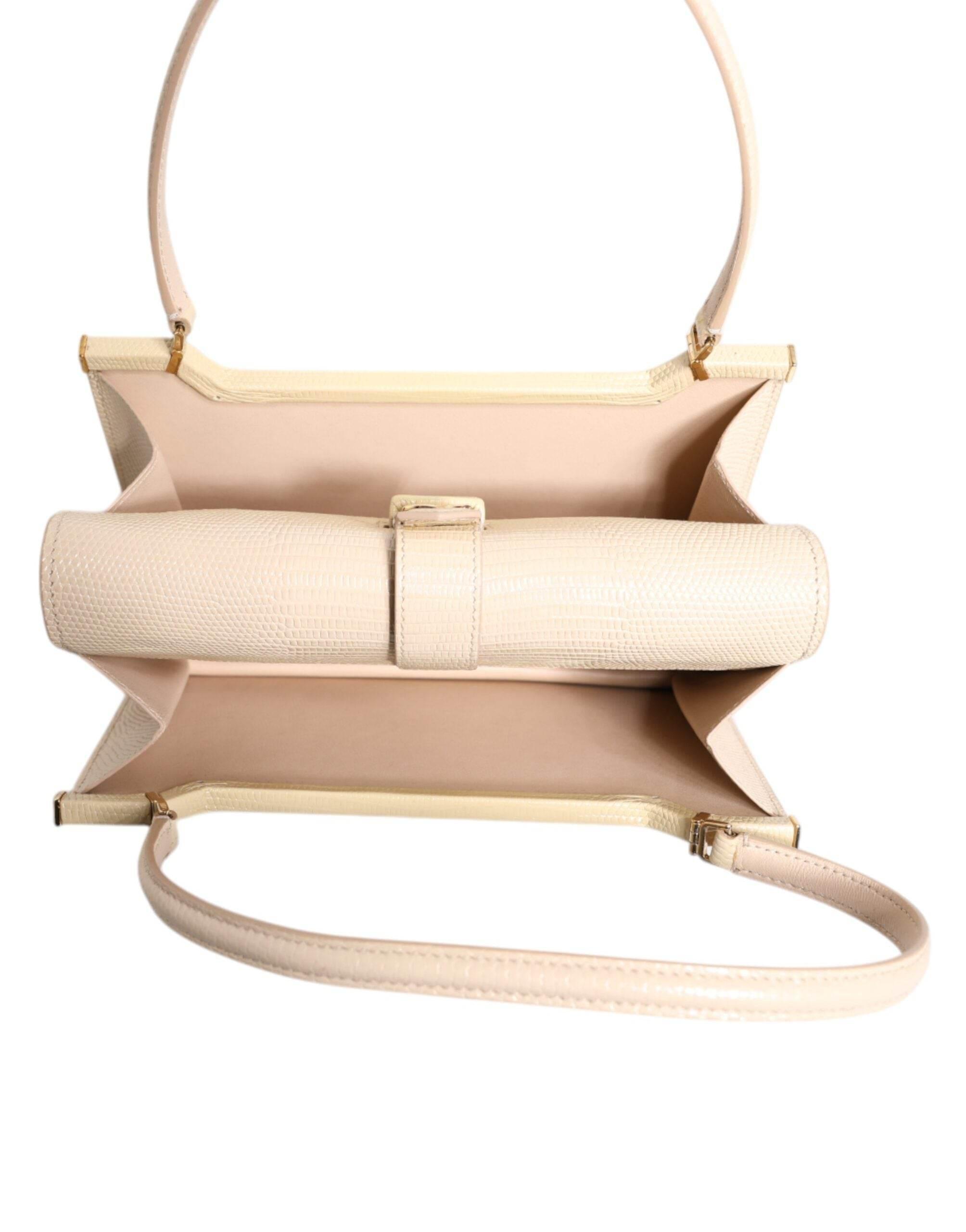 Dolce & Gabbana Beige Leather Ingrid Top Handle Shoulder Bag - Hilstor