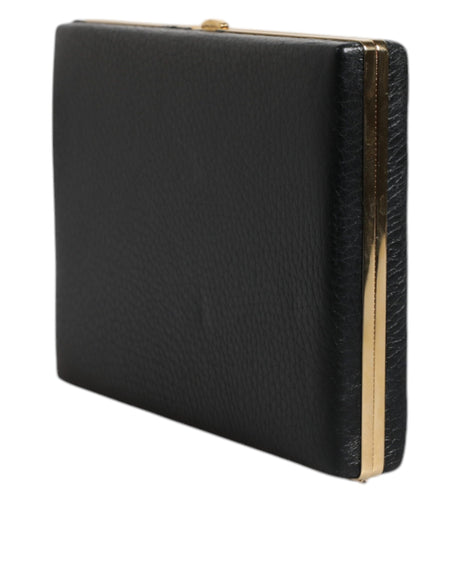 Dolce &amp; Gabbana sort læder guldramme clutch aftenfest pung taske