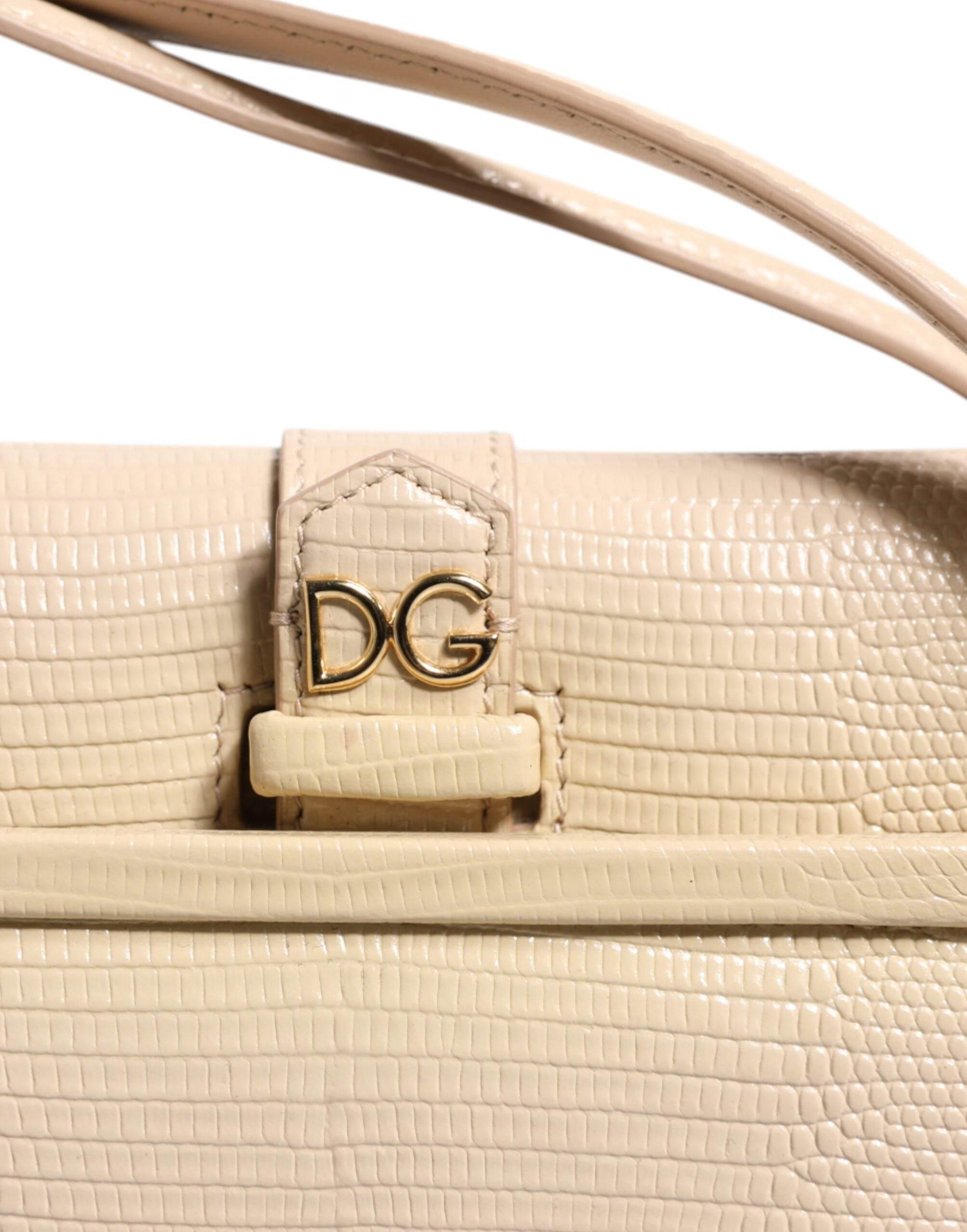 Dolce & Gabbana Beige Leather Ingrid Top Handle Shoulder Bag - Hilstor