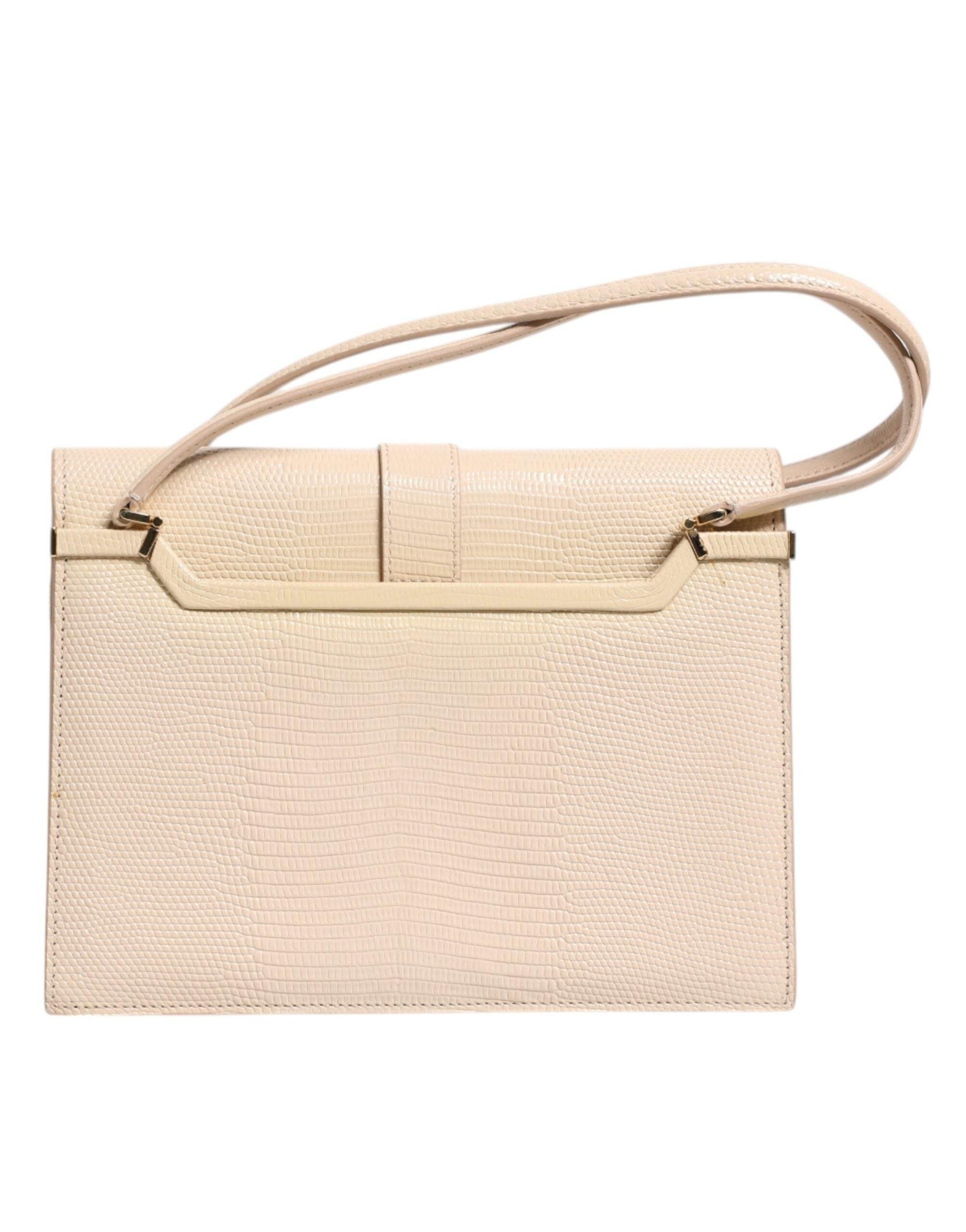Dolce & Gabbana Beige Leather Ingrid Top Handle Shoulder Bag - Hilstor