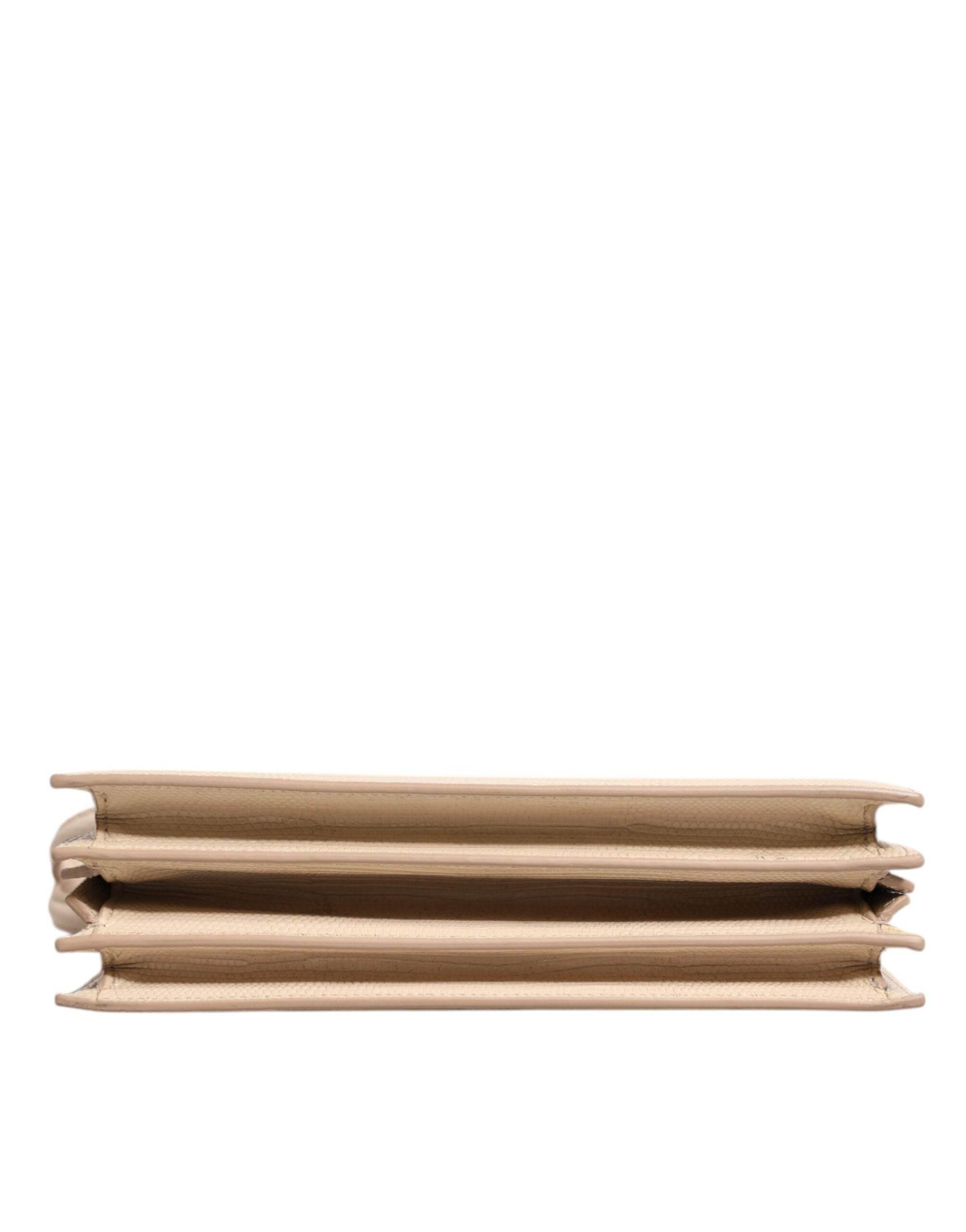 Dolce & Gabbana Beige Leather Ingrid Top Handle Shoulder Bag - Hilstor