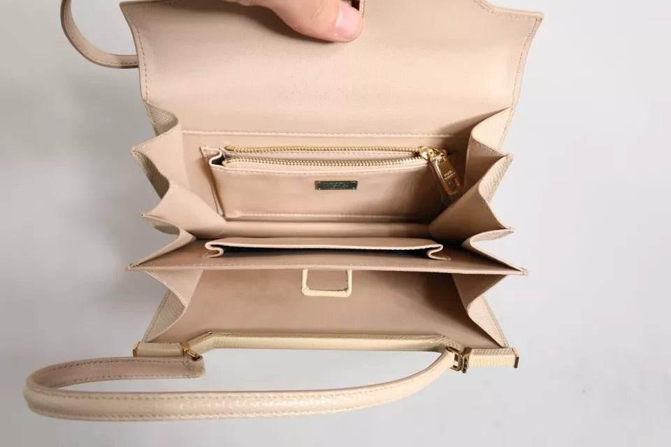 Dolce & Gabbana Beige Leather Ingrid Top Handle Shoulder Bag - Hilstor