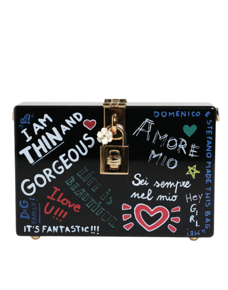 Dolce & Gabbana Black Graffiti Print Clutch Crossbody Bag - Hilstor
