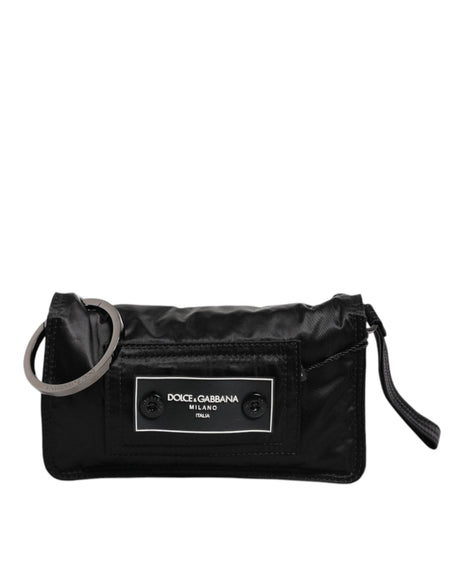 Dolce & Gabbana Black Fabric Logo Two Way Clutch Crossbody Bag - Hilstor