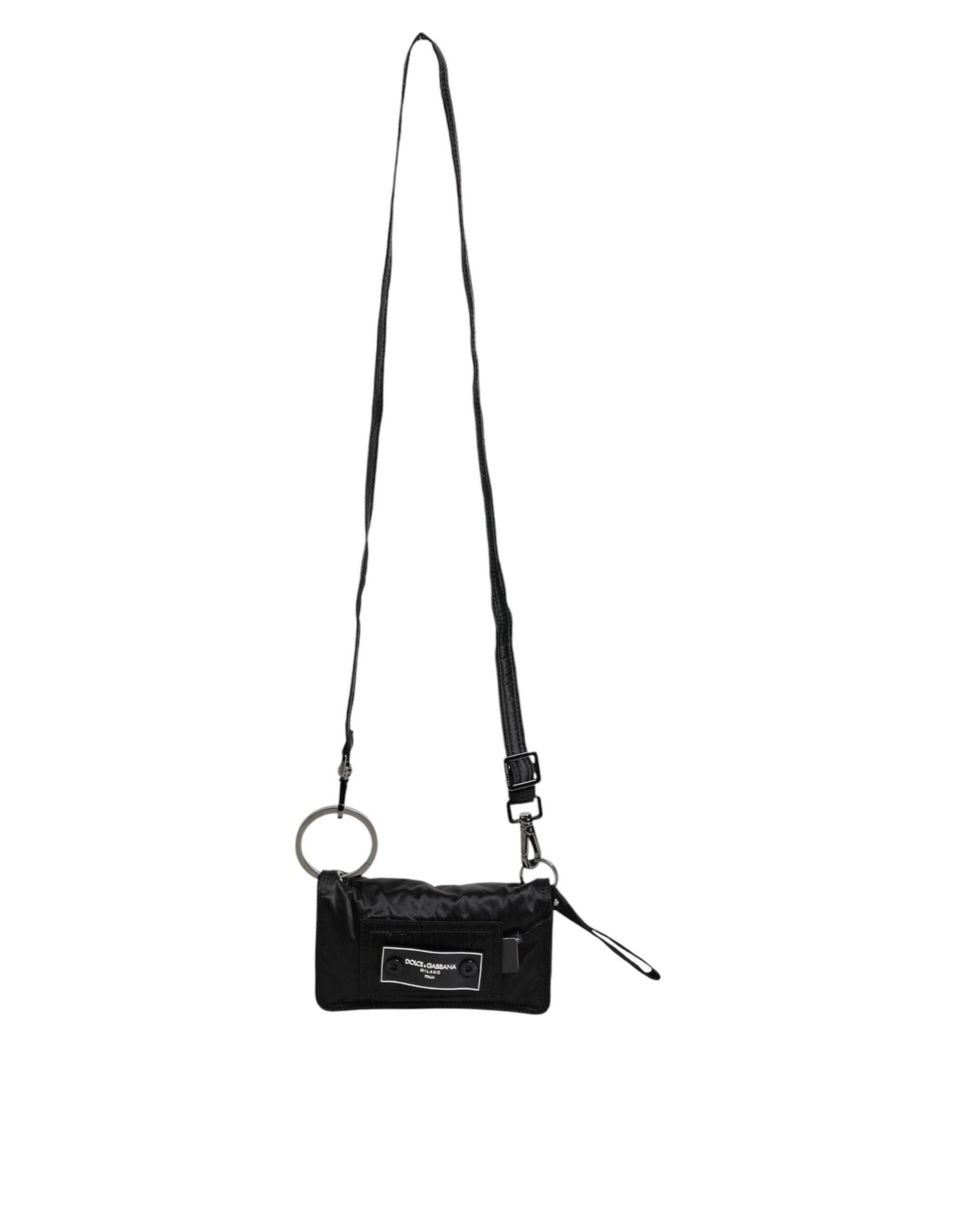 Dolce & Gabbana Black Fabric Logo Two Way Clutch Crossbody Bag - Hilstor