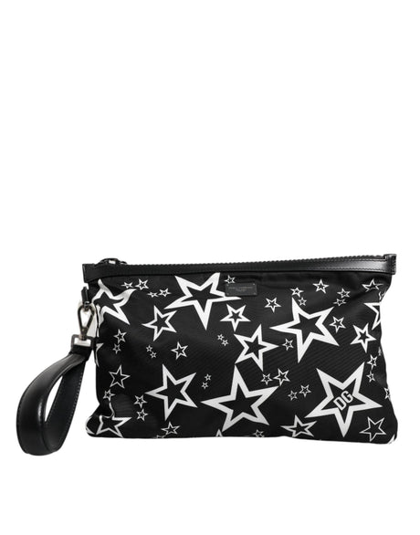 Dolce & Gabbana Black White Stars Pattern Clutch Pouch Bag - Hilstor