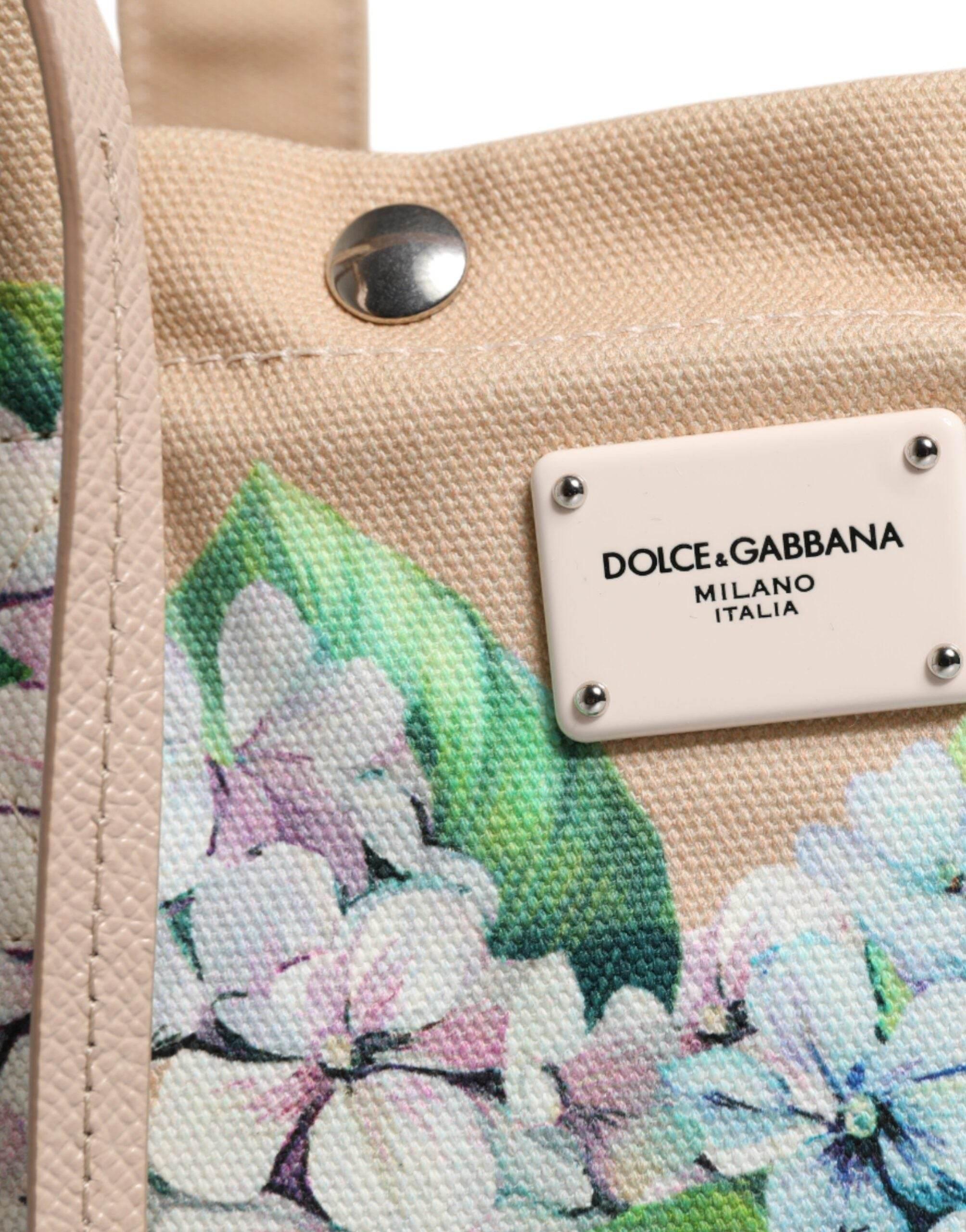 Dolce & Gabbana Multicolor Floral Canvas TANIA Top Handle Tote Bag - Hilstor